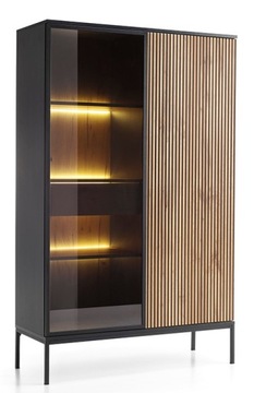 Шкаф-витрина WTSZ104 SENTO system черный/дуб вотан LED