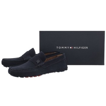 Buty Mokasyny Męskie Tommy Hilfiger Classic Suede Driver Granatowe