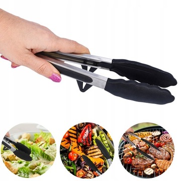 Кухонные вращающиеся щипцы для сервировки салата, нержавеющая сталь, силикон, 27 см