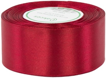Tasiemka satynowa wstążka 50mm 5cm 50 mm 5 cm czerwona ciemna 32m taśma