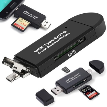 CZYTNIK KART SD MicroSD TF USB USB-C MICRO USB 3W1