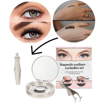 MAGNETYCZNE RZĘSY EYELINER PĘSETA ZESTAW MAGNES