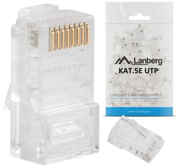 10 szt KOŃCÓWKI WTYK RJ45 UTP Kat 5e linka i drut wtyczka LAN 8P8C Lanberg