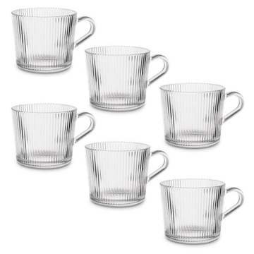 Zestaw SZKLANKI DO KAWY napojów SZKLANY KUBEK do herbaty Z UCHEM 6x400ml