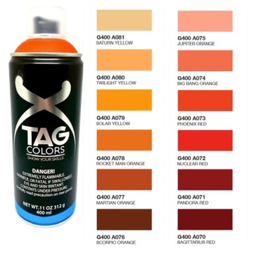 TAG Colors SPRAY GRAFFITI lakier 400m POMARAŃCZOWY
