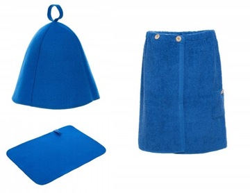 CZ SAUNA PAKIET MĘSKI BLUE KILT CZAPKA DYWAN GUZIK