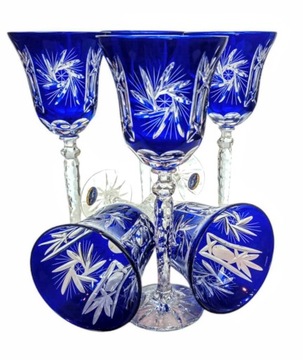 Kobaltowe kryształowe kieliszki do wina 280 ml M