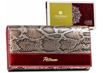 Lakierowany portfel damski ze wzorem wężowej skóry Peterson