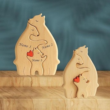 Rodzina Niedźwiedzia Drewniane puzzle Zabawka edukacyjna Rodzina Niedźwiedzi dla 3 misiów