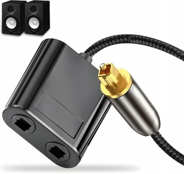 TOSLINK ROZDZIELACZ OPTYCZNY POZŁACANY AUDIO SPLITTER 1x2 SPDIF ADAPTER