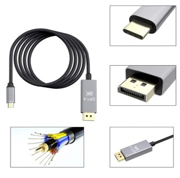 КАБЕЛЬ USB-C — DisplayPort 1.4 8K Freesync G-Sync