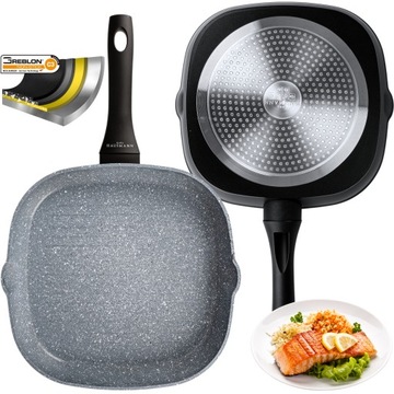 PATELNIA GRILLOWA PATELNIA INDUKCJA GAZ GRANITOWA 28 cm z POWŁOKĄ GREBLON