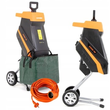 ИЗМЕЛЬЧИТЕЛЬ ВЕТВИ 2500ВТ Измельчитель 45мм КОРЗИНА + УДЛИНИТЕЛЬ