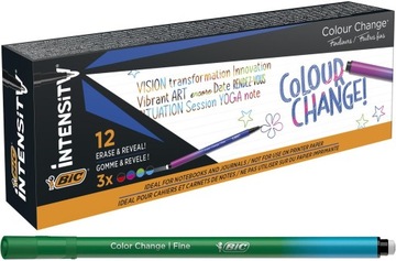 BIC COLOR CHANGE ZESTAW CIENKOPISY ZMIENIAJĄCE KOLOR GUMKA DLA DZIECI x12