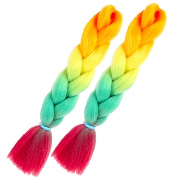 2x Włosy Syntetyczne na Warkoczyki Ombre Kolorowe