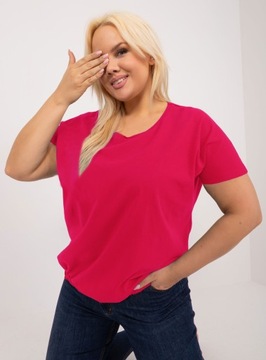 BLUZKA bawełna duża koszulka top PLUS SIZE F27 fuksja 3XL