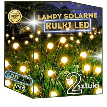 LAMPA OGRODOWA SOLARNA KULKI LED WBIJANA Z CZUJNIKIEM OZDOBA KULECZKI 2 Szt