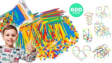 НАБОР СТРОИТЕЛЬНЫХ БЛОКОВ КРЕАТИВНАЯ СОЛОМОЧКА ТРУБКИ 19,5 см XXL 800 шт.