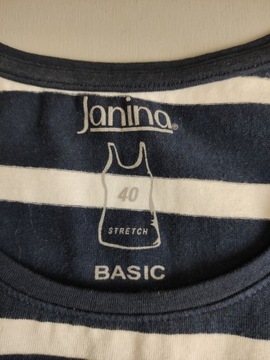 Janina BASIC GRANATOWA BLUZKA TOP w PASKI rozm 40