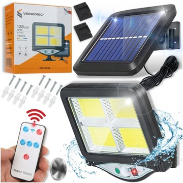 LAMPA LEDOWA ZEWNĘTRZNA Z CZUJNIKIEM RUCHU SOLARNA 128LED + PILOT