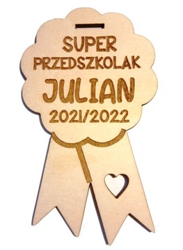 MEDAL SUPER PRZEDSZKOLAK, Przedszkole drewno imię