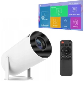 PROJEKTOR RZUTNIK ANDROID TV WIFI FULL HD PRZENOŚNY SMART GŁOŚNIK OBROTOWY