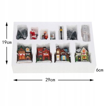 Рождественская комната, деревня, фигурки на батарейках