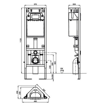 Комплект унитаза скрытого монтажа SANIT Угловая рамка 6в1, глянцевый хром