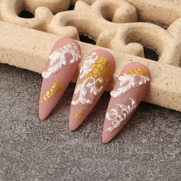 5D НАКЛЕЙКИ для украшения ногтей, самоклеящиеся выпуклые белые цветы