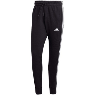 Spodnie męskie adidas Essentials French Terry Tapered Cuff 3-Stripes czarne