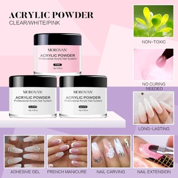 Набор акриловых ногтей Morovan с 12 блестками.