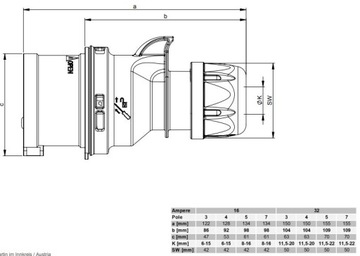 PCE SHARK PLUG 1F ПОРТАТИВНЫЙ 32A 3P 230V IP44