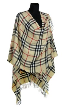 PONCZO W KRATĘ PONCHO SZAL 40 % WEŁNY r. 42 - 56