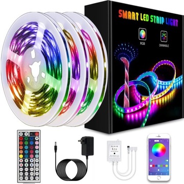 TAŚMA PASEK LED RGB ZAROWKA 5050 LEDY RGBW MUZYKA ZAROWKI LAMPA 15m