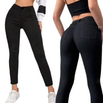 Spodnie Damskie Jeansy Dżinsy Modelujące Pushup Klasyczne Czarne Rurki Fit