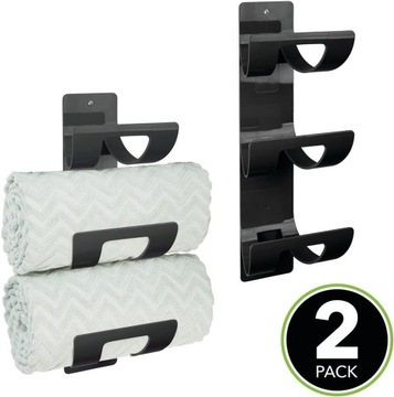 Wieszak na ręczniki Czarny 42cm- mDesign - zestaw 2 sztuki