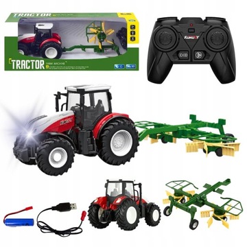 TRAKTOR CIĄGNIK ZDALNIE STEROWANY RC SKALA 1:24 MASZYNA ZGRABIARKA POKOSOWA