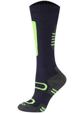 Zimowe podkolanówki dziecięce SNOW FUN na narty, deskę, sanki 31 Navy-Lime