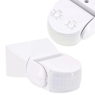 Czujnik Ruchu PIR Zasięg 12m Biały Sensor Zewnętrzny Czujka IP65 Regulowany