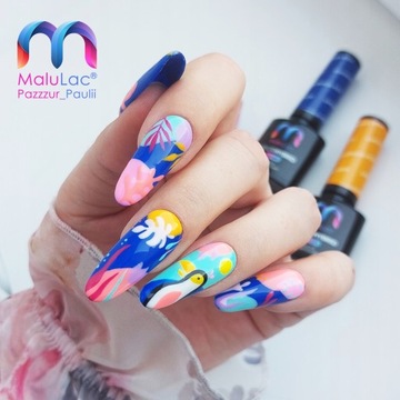 MaluLac zestaw 9x lakier hybrydowy uv led + LAMPA