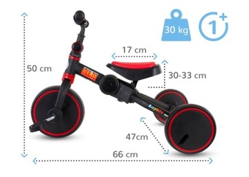 Трехколесный велосипед 2в1 Molto Rapido, красный