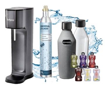САТУРАТОР SODAPOP Joy Prestige ЧЕРНЫЙ + КАРТРИДЖ CO2 + 2x СТЕКЛЯННЫЙ ГРАФИН + Футляр