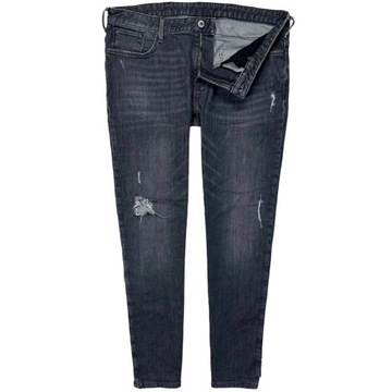 ARMANI JEANS J06 Jeansy Męskie Spodnie Slim Fit z Dziurami Logowane W36 L34