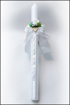 КРЕЩЕННАЯ СВЕЧА РУЧНОЙ ОТДЕЛКИ, КРЫШКА-КАПЕЛЬНИК, КОРОБКА