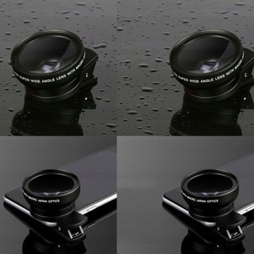 Пряжка для объектива телефона, черная макросъемка + широкий угол обзора