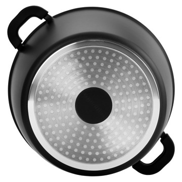 ЧЕРНАЯ ЧАСТЬ С АНТИПРИГАРНЫМ ПОКРЫТИЕМ, 10 Л, СИЛИКОНОВАЯ РУЧКА, ВЫСОКАЯ ИНДУКЦИЯ