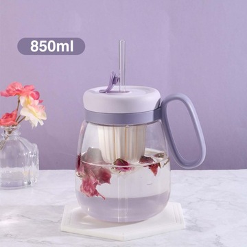 Бутылка Bubble Tea Cup с трубочкой для смузи Smoothies 850мл фиолетовый