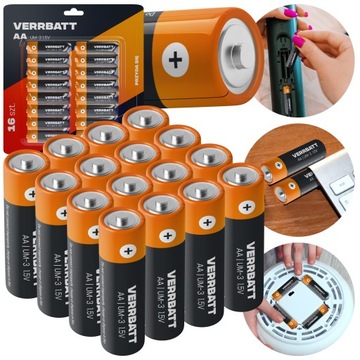BATERIA BATERIE CYNKOWO-WĘGLOWA VERRBATT AA (R6) 16 SZT.