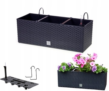 Rattanowa Doniczka + uchwyty 50cm + nawadnianie