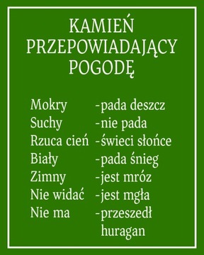 KAMIEŃ przepowiadający pogodę TABLICA znak 42x30cm